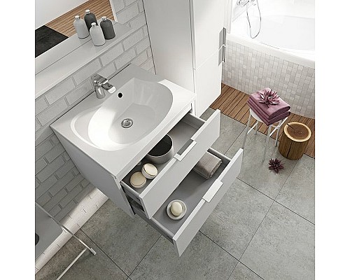 Тумба под раковину Ravak Rosa II 76 X000001495 подвесная Белая глянцевая