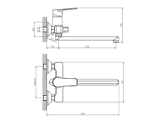 Смеситель для ванны Decoroom DR23043 Хром
