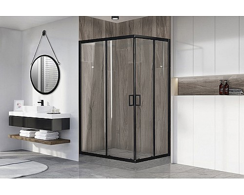 Душевой уголок Royal Bath HPD 110х80 RB8110HPD-T-BL профиль Черный стекло прозрачное