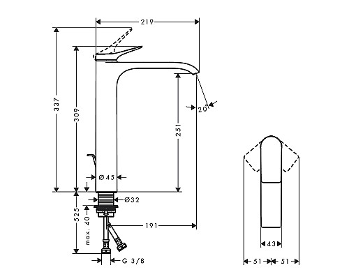Смеситель для раковины Hansgrohe Vivenis 75040000 Хром