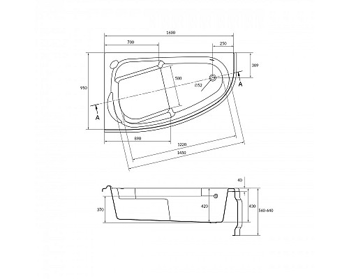 Ванна асимметричная Cersanit JOANNA 160 правая Ванна асимметричная Cersanit JOANNA 160 правая