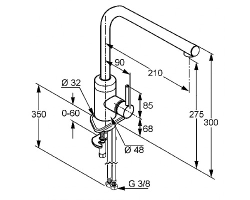Кухонный однорычажный смеситель Kludi L-Ine 428140577