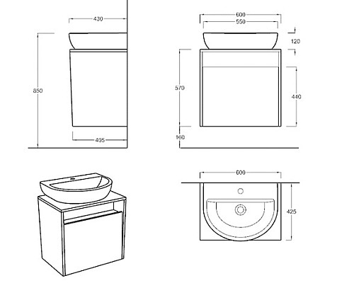 Тумба под раковину Kerama Marazzi PRO подвесная 1 ящик 60, дуб Орегон