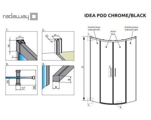 Боковые стенки Idea PDD 80Lx90R