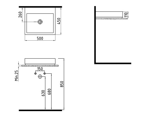 Раковина Bien Infinitum 50 INLG05001VD1W5000 Белая