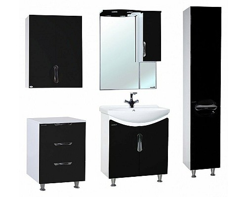 Шкаф пенал Bellezza Лагуна 35 R 4622107001047 Черный Белый