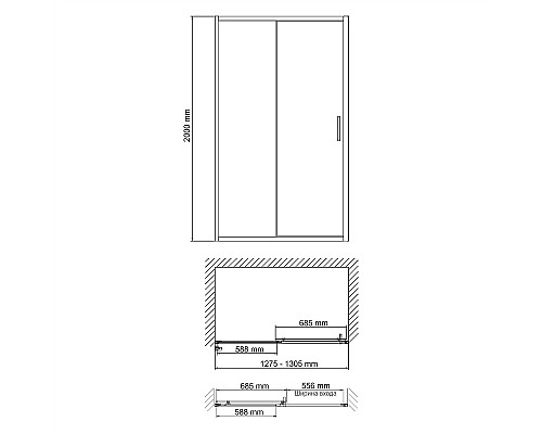 Душевая дверь WasserKRAFT Main 130 41S30 профиль Хром стекло прозрачное