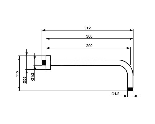 Кронштейн для верхнего душа Ideal Standard Ideal Rain B9444AA Хром