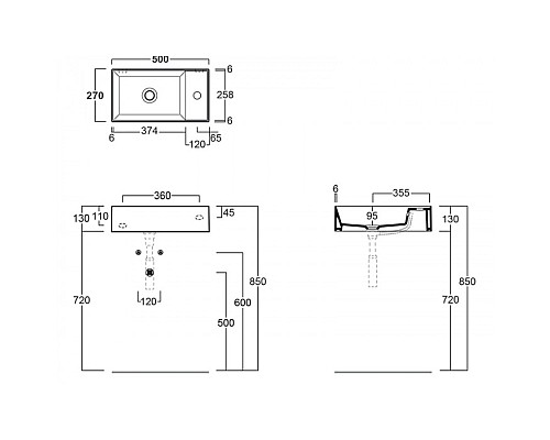 Раковина Simas Agile 50 R AG50 bi*1 Белая