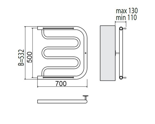 Полотенцесушитель водяной Terminus Фокстрот AISI 32 4620768881305