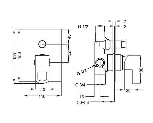 Смеситель для душа Cezares LEVICO-VDIM-01-Cr