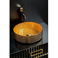 Раковина чаша круглая хрустальная золото 39x12см