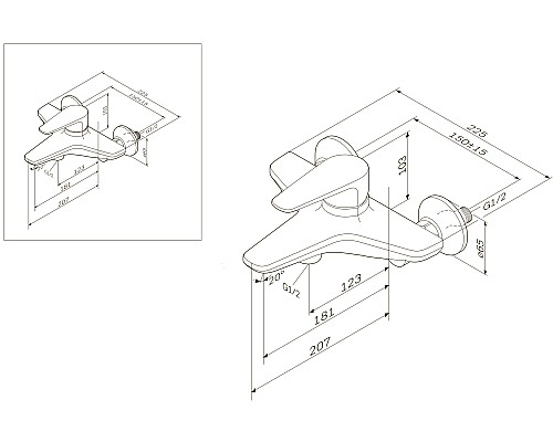 Смеситель для ванны/душа AM.PM Inspire F5010000 103 мм