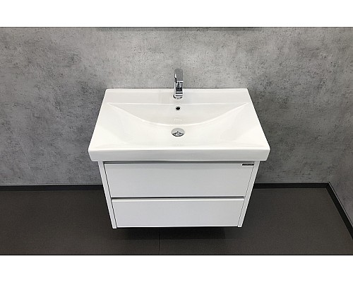 Тумба с раковиной Comforty Дублин 75 00004137103 подвесная Белый глянец