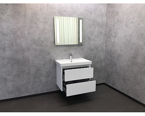 Тумба с раковиной Comforty Дублин 75 00004137103 подвесная Белый глянец