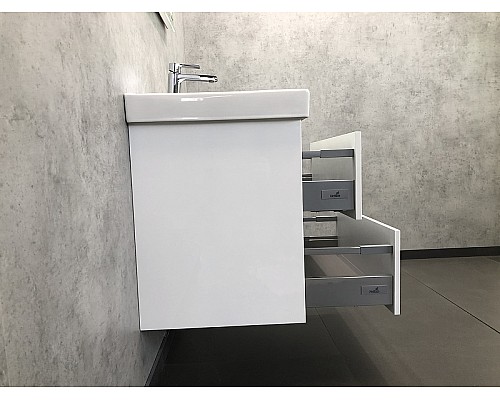 Тумба с раковиной Comforty Дублин 75 00004137103 подвесная Белый глянец