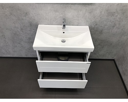 Тумба с раковиной Comforty Дублин 75 00004137103 подвесная Белый глянец