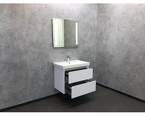 Тумба с раковиной Comforty Дублин 75 00004137103 подвесная Белый глянец