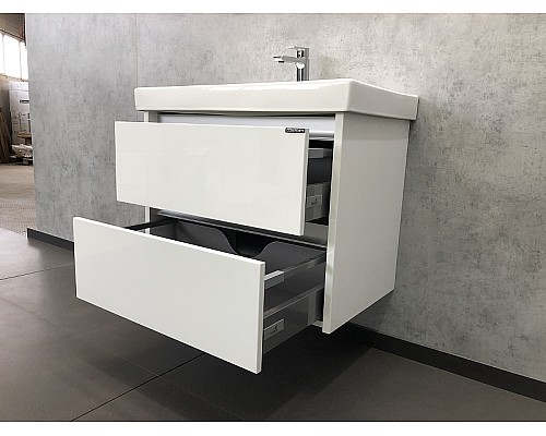 Тумба с раковиной Comforty Дублин 75 00004137103 подвесная Белый глянец