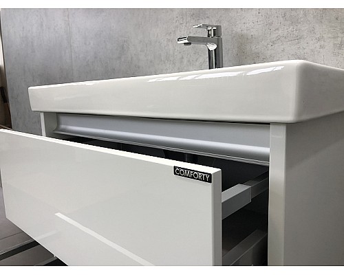 Тумба с раковиной Comforty Дублин 75 00004137103 подвесная Белый глянец