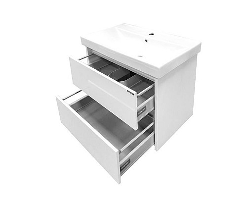 Тумба с раковиной Comforty Дублин 75 00004137103 подвесная Белый глянец