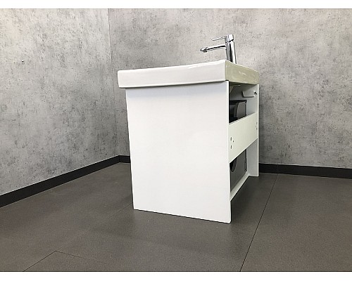 Тумба с раковиной Comforty Дублин 75 00004137103 подвесная Белый глянец