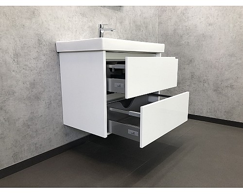 Тумба с раковиной Comforty Дублин 75 00004137103 подвесная Белый глянец