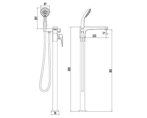 Смеситель Lemark Shift LM4344C для ванны, напольный
