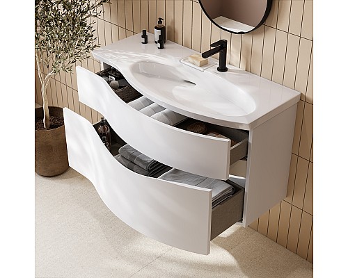 Тумба под раковину Kerama Marazzi RIVA 100 см правая, белая матовая Тумба под раковину Kerama Marazzi RIVA 100 см правая, белая матовая