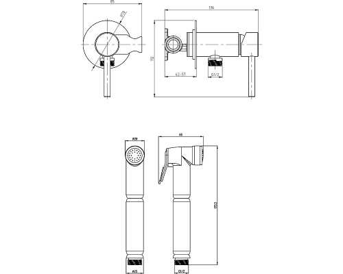 Гигиенический душ со смесителем Veragio Sanremo 30376 Хром