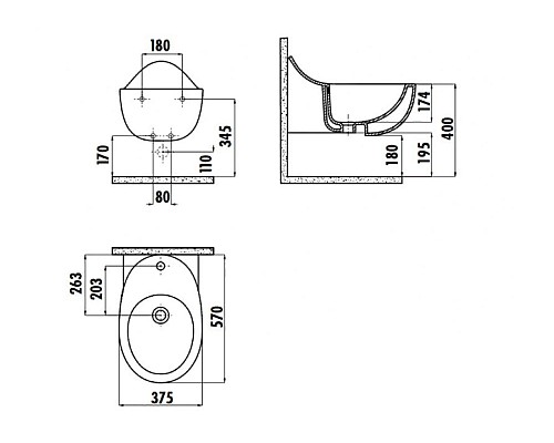 Биде Creavit Foglia FG510-00CB00E-0000 подвесное Белое