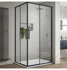 Душевой уголок Vincea Slim-U 90x90 профиль Черный матовый стекло прозрачное