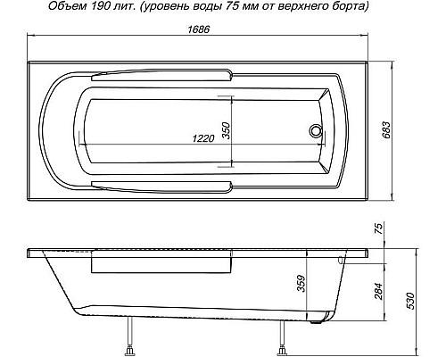 Фронтальная панель для ванны Aquanet Extra 170 206341
