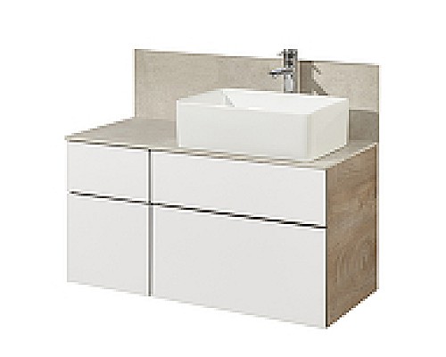 Тумба под раковину Aquaton Мишель 100 1A244101MIX40 подвесная Дуб эндгрейн Белая