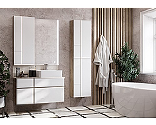 Тумба под раковину Aquaton Мишель 100 1A244101MIX40 подвесная Дуб эндгрейн Белая