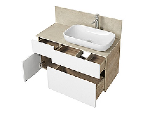 Тумба под раковину Aquaton Мишель 100 1A244101MIX40 подвесная Дуб эндгрейн Белая