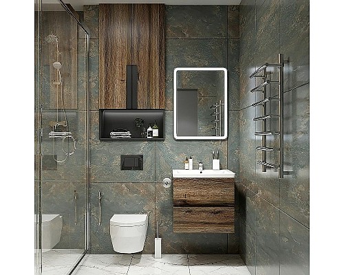 Тумба под раковину Art&Max AM-Techno-600-2C-SO-LW646 подвесная Дуб бомонд Лофт