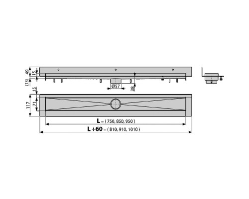 Душевой лоток Alcaplast Modular Wall APZ23-850 без решетки