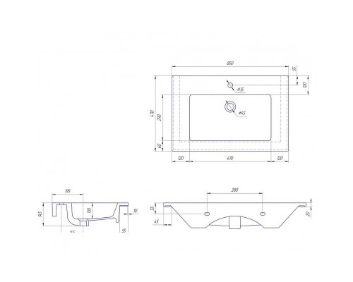Раковина Grossman Kirovit Оскар 85 У18298 Белая