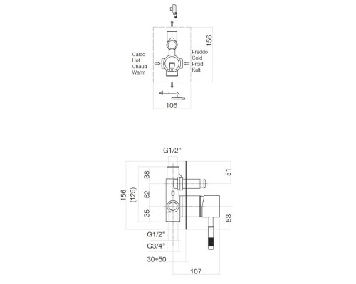 Смеситель для душа Webert Rimini RI860101015 Хром