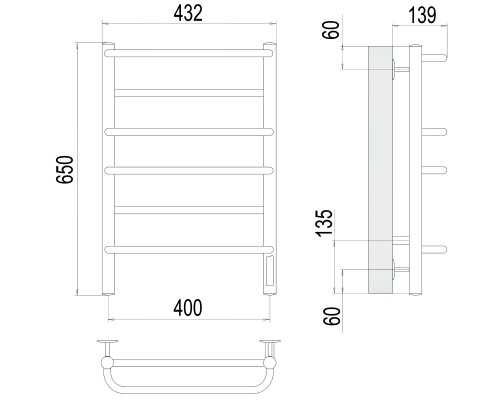 Полотенцесушитель Terminus Электро Евромикс П6 400х650