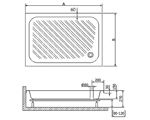 Акриловый поддон для душа RGW Acrylic B/CL-S 100x80 16180280-51 Белый