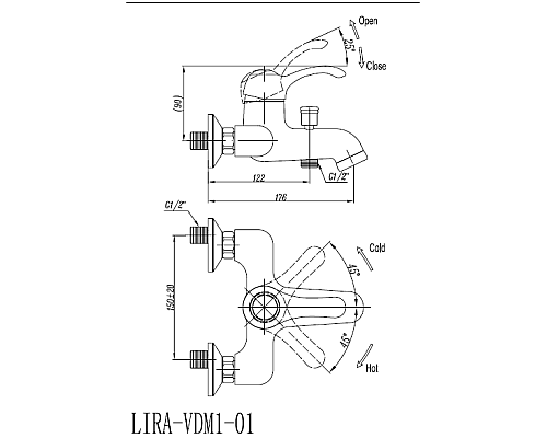 Смеситель для ванны Cezares LIRA-C-VDM1-03