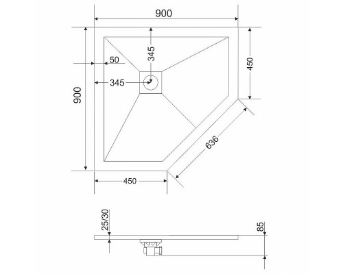 Душевой поддон из искусственного камня Grossman Strong 90x90 Белый