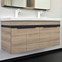 Тумба с раковинами Comforty Дуэт 125 подвесная Дуб натуральный