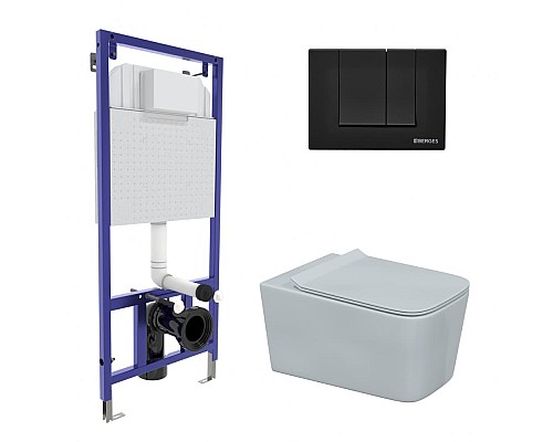 Комплект Berges Novum 043230 унитаз микролифт с инсталляцией и черной кнопкой