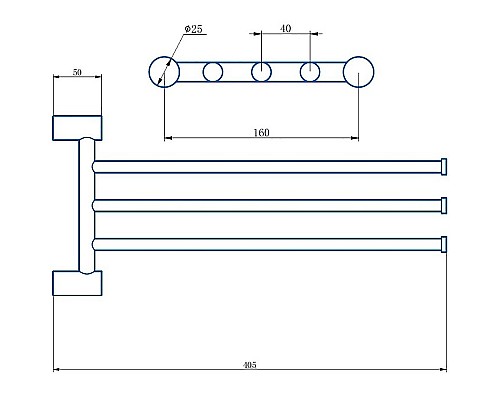 Полотенцедержатель Haiba HB8413-7 поворотный Черный матовый
