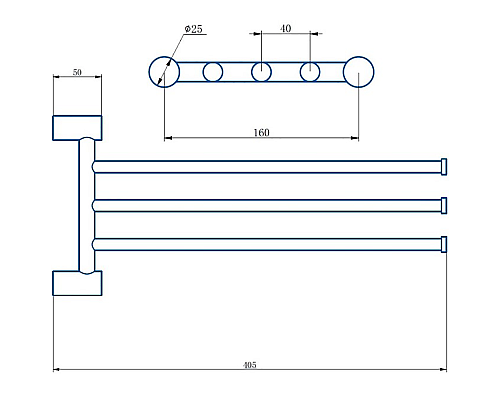 Полотенцедержатель Haiba HB8413-7 поворотный Черный матовый