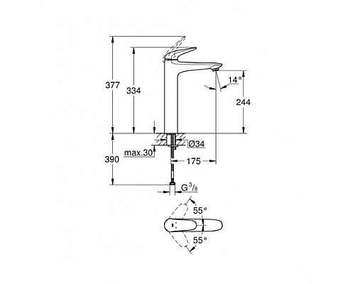 Смеситель для свободностояшей раковины 23719003
