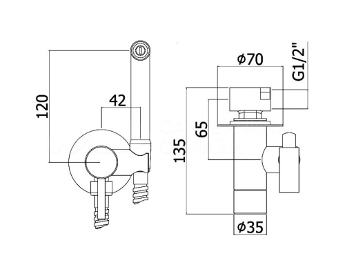 Гигиенический душ со смесителем Webert Sax Evolution SE870303010 Золото